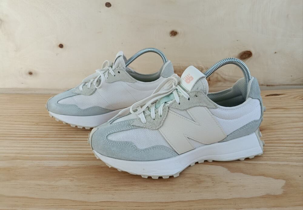 New Balance 327 Sea Salt Angora White Suede Casual Sneakers Shoes Women 8